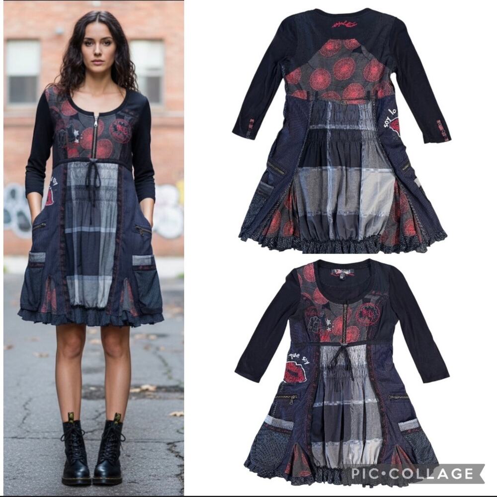 Desigual Size Small Patchwork Urban Streetwear Mi… - image 1